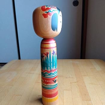 創作こけし　名工陳野原幸紀　伝統工芸品　二段構造　土湯系　インテリア　入れ子 Amazon | 伝統こけし 福島土湯系 作者陣野原幸紀 | 民芸品